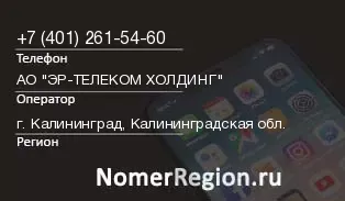 Кто звонил с 4012615460 - регион и оператор